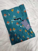 Traditional cotton nighty, 55 Inches Long  - Blue - Image 3