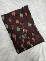 Traditional cotton nighty, 55 Inches Long - Brown - Image 3