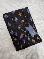 Traditional cotton nighty, 55 Inches Long - Black - Image 3