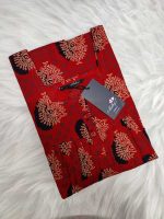 Front open Ajrak cotton nighty, 55 Inches Long - Red - Image 3