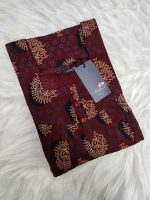 Front open Ajrak cotton nighty, 55 Inches Long - Maroon - Image 3