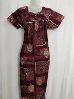 Traditional ajrak cotton nighty, 55 Inches Long - Maroon - Image 3