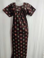 Traditional cotton nighty, 55 Inches Long - Brown - Image 4