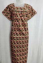 Front Open Cotton Nighty With Buttons, 55 Inches Long - Image 4