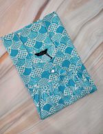 Traditional cotton nighty, Cambric cotton material, 55 Inches Length - Blue colour - Image 4