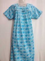 Traditional cotton nighty, Cambric cotton material, 55 Inches Length - Blue colour - Image 3