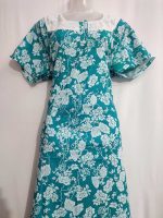 Comfortable Churidar Model Cotton Nighty, Hakoba yoke - 57 Inches Long - Green - Image 4