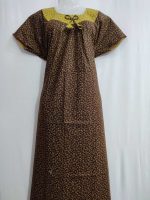 Comfortable Cotton Nighty With Round Neck - 55 Inches Long - Coffee Brown Colour - Image 3