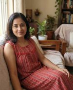 Front Open Cotton Sleeveless Nighty With Buttons, 55 Inches Long - Red