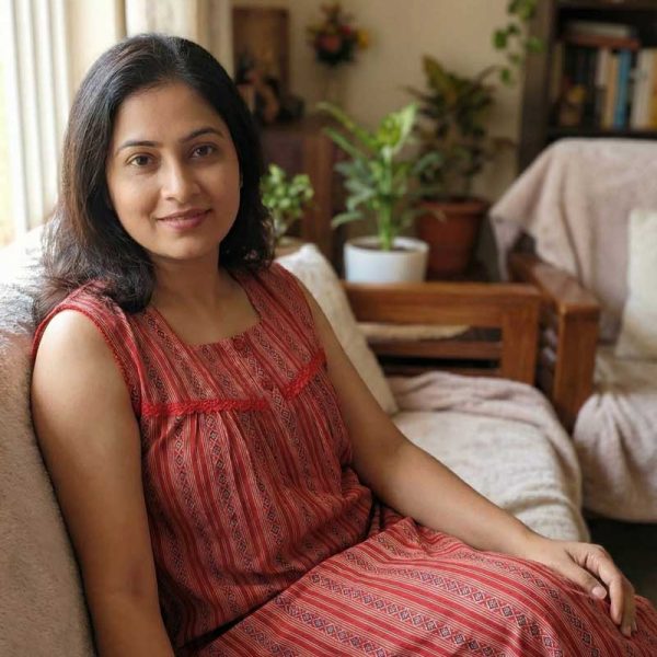 Front Open Cotton Sleeveless Nighty With Buttons, 55 Inches Long - Red