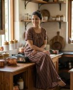 Traditional cotton nighty, 55 Inches Long -Maroon