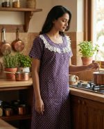 Comfortable Churidar Model Cotton Nighty - 55 Inches Long - Image 2
