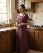 Comfortable Churidar Model Cotton Nighty - 55 Inches Long - Image 2