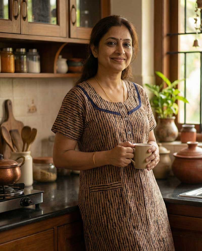 IMG_7056 Comfortable Churidar Model Cotton Nighty - 55 Inches Long - Image 1