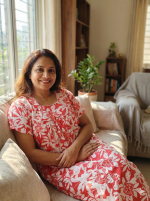 Traditional cotton nighty, 55 Inches Long - Peach