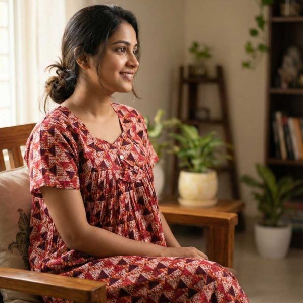 Traditional cotton nighty, 55 Inches Long