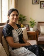 Comfortable Churidar Model Cotton Nighty with Buttons - 55 Inches Long - White and Black