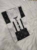 Comfortable Churidar Model Cotton Nighty with Buttons - 55 Inches Long - White and Black - Image 3