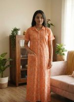 Full Open Maternity Gown With Top To Bottom Buttons  -55 Inches Long  - Best Quality - Image 2