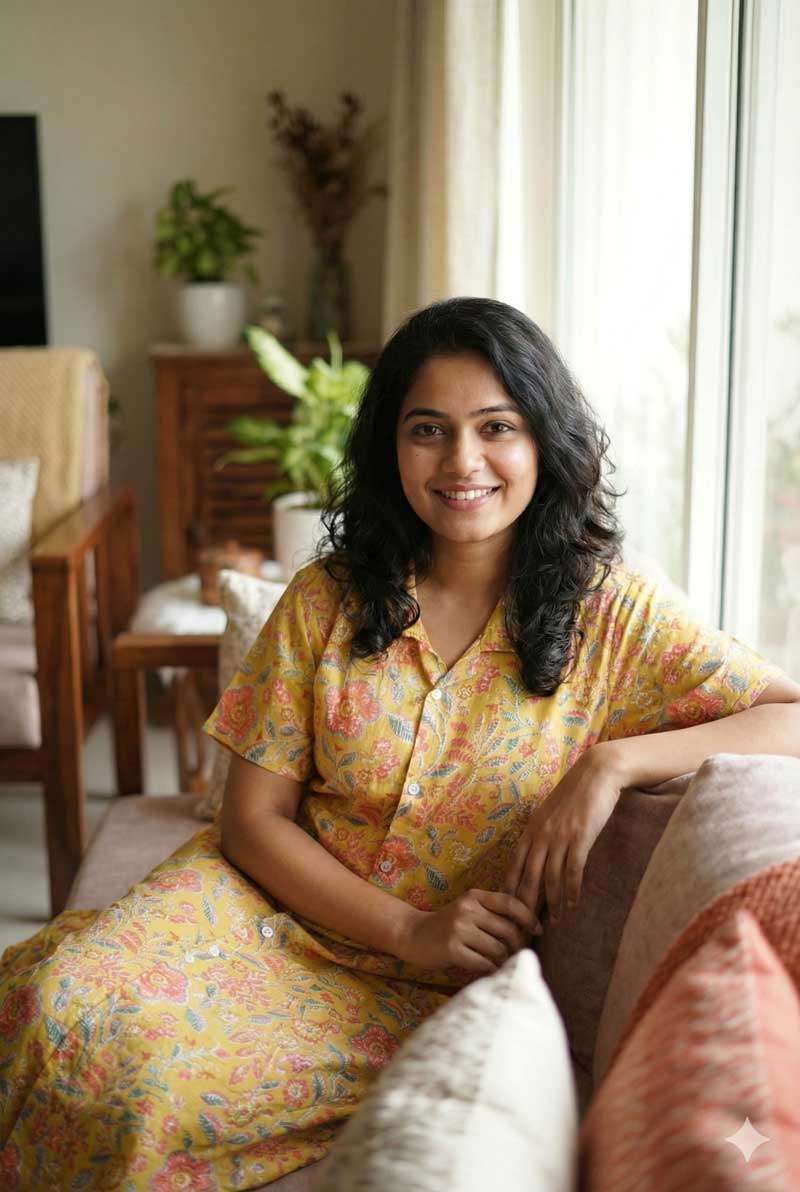 17-5 Full Open Maternity Gown With Top To Bottom Buttons -55 Inches Long - Best Quality - Yellow - Image 1