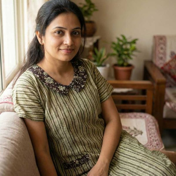 Comfortable Churidar Model Cotton Nighty With Peter Pan Collar- 55 Inches Long - Light Green