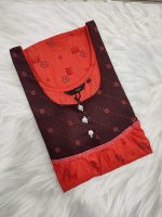 Comfortable Front Open Cotton Nighty With Buttons - 57 Inches long - Peach - Image 3