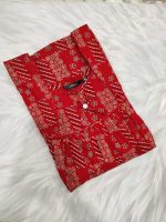 Traditional Ajrakh Nighty, 55 Inches Length - Red - Image 3