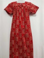 Traditional Ajrakh Nighty, 55 Inches Length - Red - Image 4