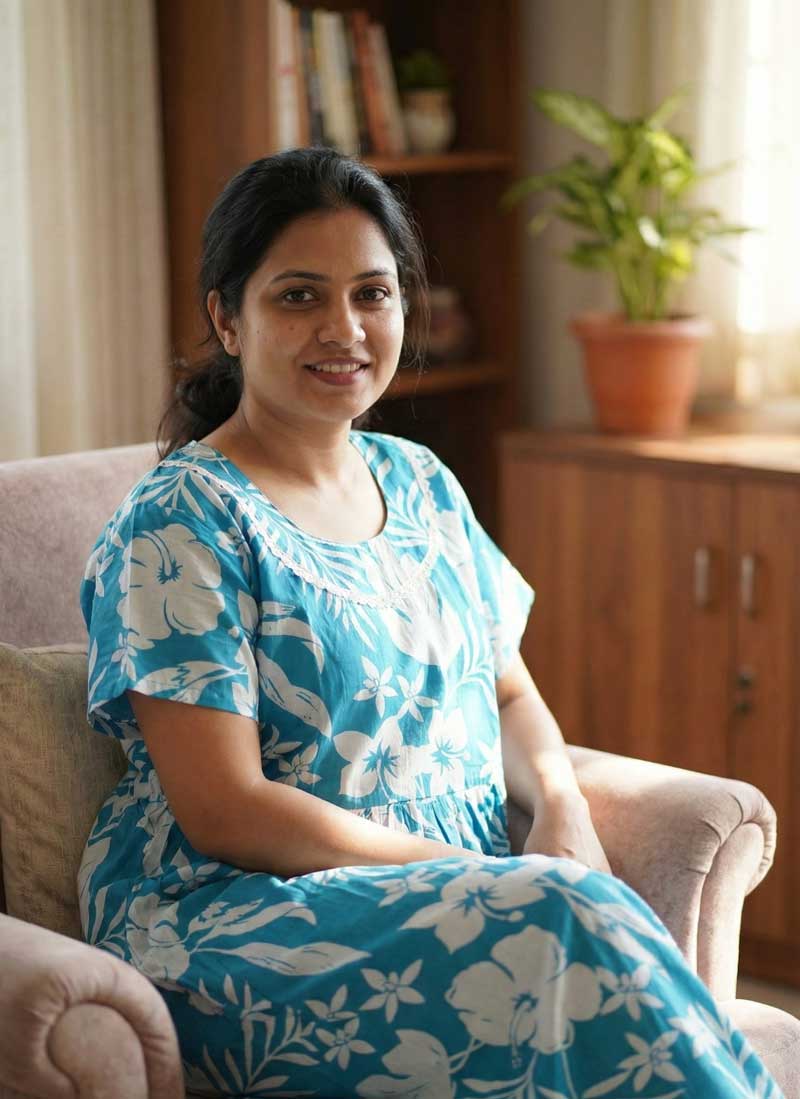 200 Comfortable Frock Model Cotton Nighty - 55 Inches Long - Blue - Image 1