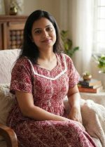 Comfortable Frock Model Cotton Nighty - 55 Inches Long - Maroon