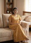 Traditional cotton nighty, 55 Inches Length - Golden Yellow