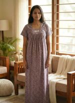 Traditional cotton nighty, 55 Inches Length - Image 2