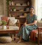 Comfortable Frock Model Cotton Nighty - 55 Inches Long - Dark Green