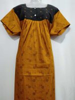 Comfortable Front Open Cotton Nighty With Buttons - 57 Inches long - Yellow - Image 4