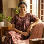 Traditional Ajrakh Nighty, 55 Inches Length - Maroon