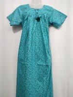 Traditional cotton nighty, 55 Inches Length - Green Colour - Image 4
