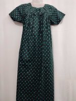 Traditional cotton nighty, 55 Inches Length - Black - Image 4