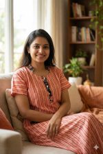 Comfortable Churidar Model Cotton Nighty with Collar- 55 Inches Long - Peach