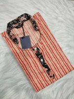 Comfortable Churidar Model Cotton Nighty with Collar- 55 Inches Long - Peach - Image 3