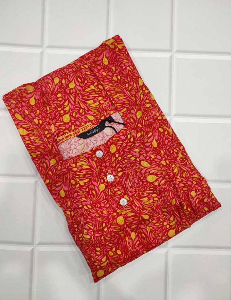 - Front Open Nighty With Pleats Stitching