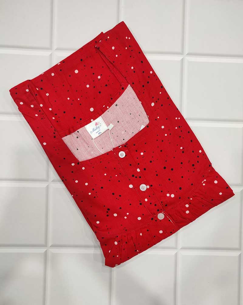 IMG_20251209_180842 Comfortable cotton nighty With Buttons -57 inches long- Red - Image 1