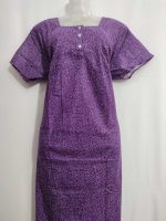 Comfortable cotton nighty With Buttons -55 inches long- Purple - Image 2
