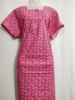 Comfortable Cotton Nighty With Zip -57 Inches Long- Rose - Image 2