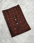 Comfortable Cotton Nighty With Buttons -55 Inches Long- Brown
