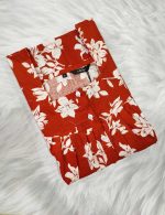 Front Open Cotton Nighty With Buttons, 55 Inches Long, Square Neck - Orange Brown - Image 3