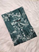 Front Open Cotton Nighty With Buttons, 55 Inches Long, Square Neck - Green - Image 3