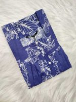 Front Open Cotton Nighty With Buttons, 55 Inches Long, Square Neck - Blue - Image 3