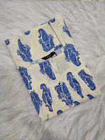 Front Open Cotton Nighty With Buttons, 55 Inches Long, Square Neck - Blue + White - Image 3