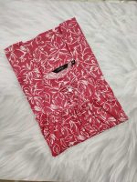 Traditional cotton nighty, Thali detailing on neck, 55 Inches Length - Peach - Image 3