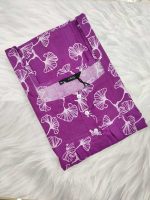 Comfortable Front Open Cotton Nighty With Buttons- 57 inches long -Violet - Image 3